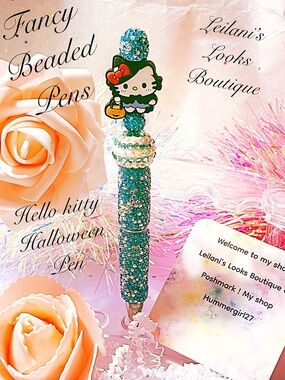 Fancy beaded Pen/gifts/witchy hello kitty/pumpkin bucket/spooky/halloween